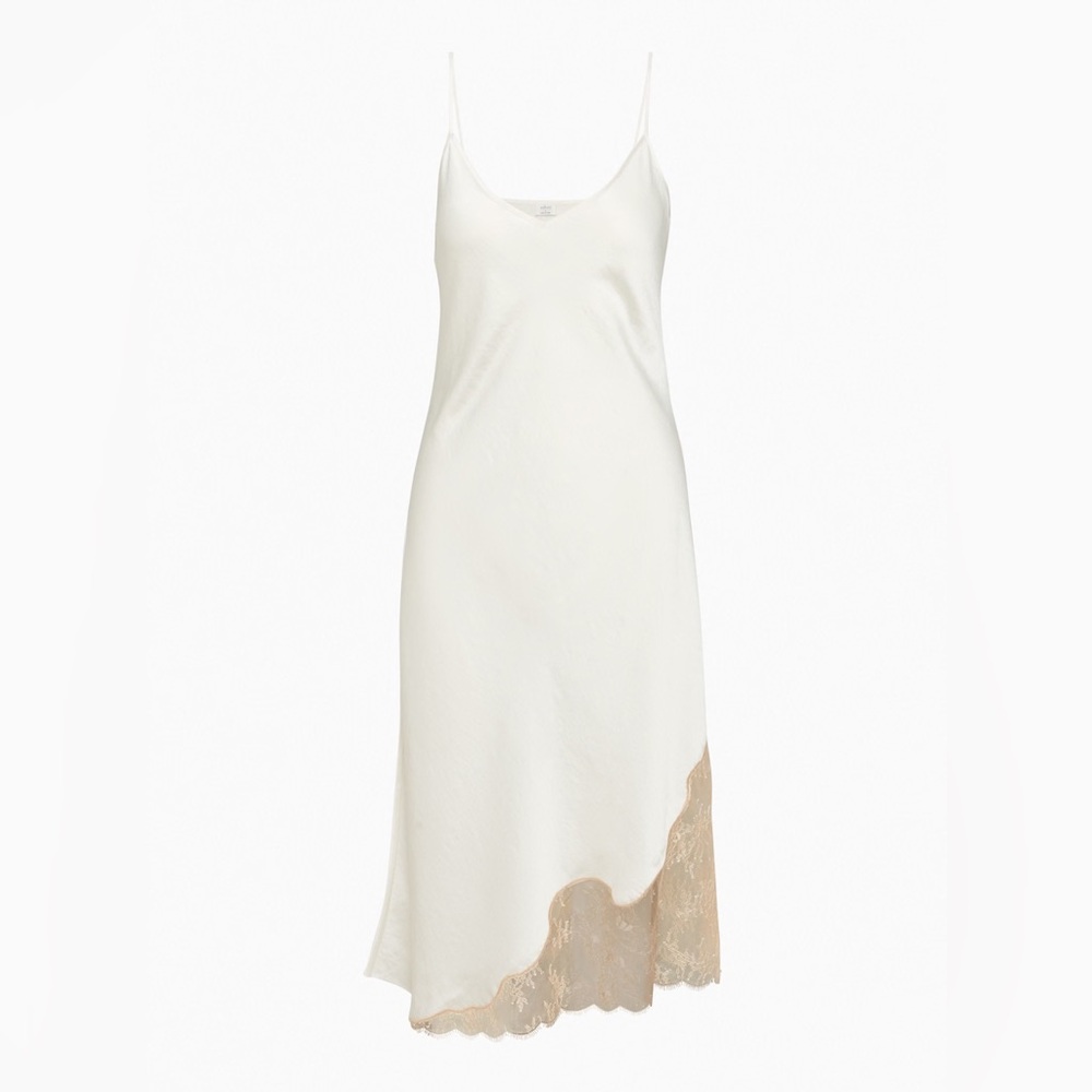Aritzia Cream Midi Dress with Lace Accent